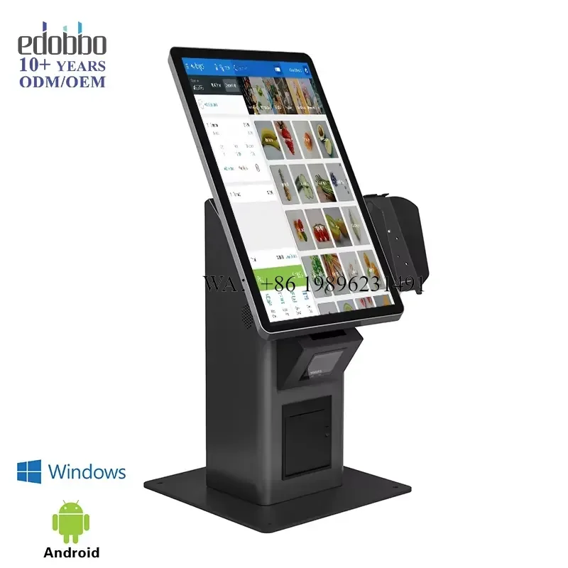 KIO215 Windows Android Floor-Standing Kiosk Cash Register POS SDK Enabled Facial Recognition 128GB Storage 21.5