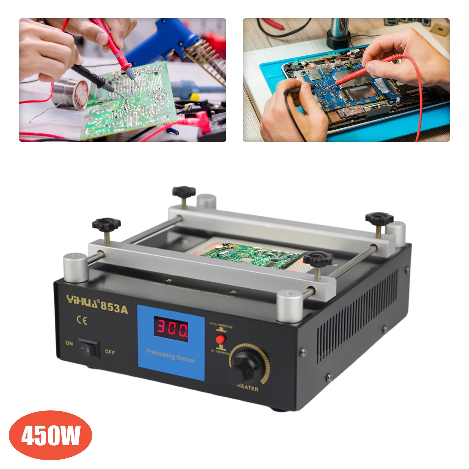 Infrared Preheating Station 450W Digital Rework Station Ceramic Heating Body BGA Preheating Motherboard Soldering Table