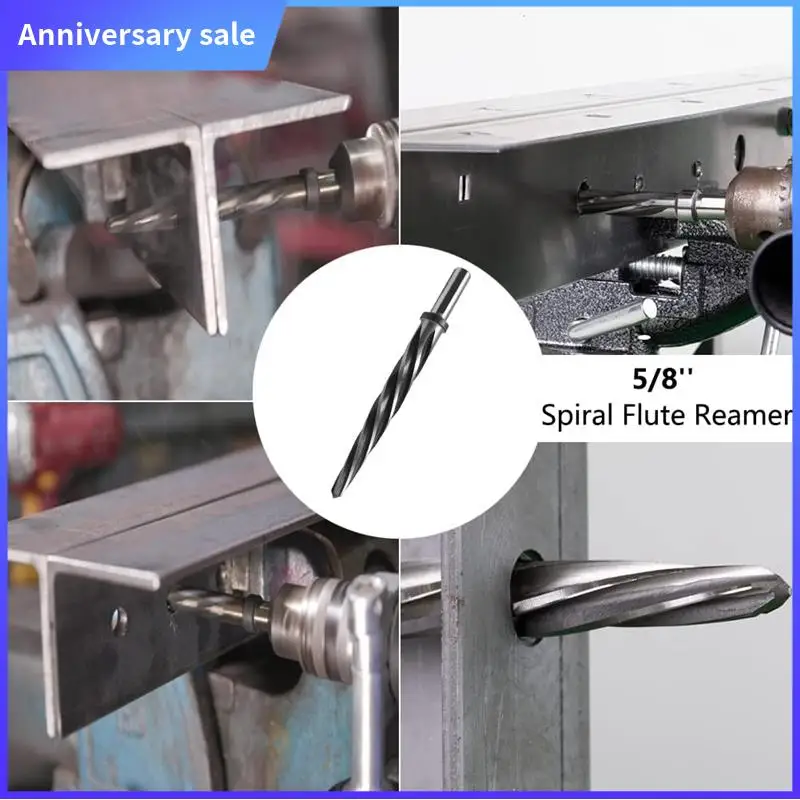 

A75P-5/8Inch Spiral Flute Reamer With 1/2 Inch Shank, M2 HSS Bridge/Construction Reamer Taper Chucking Reamer Drill Bit