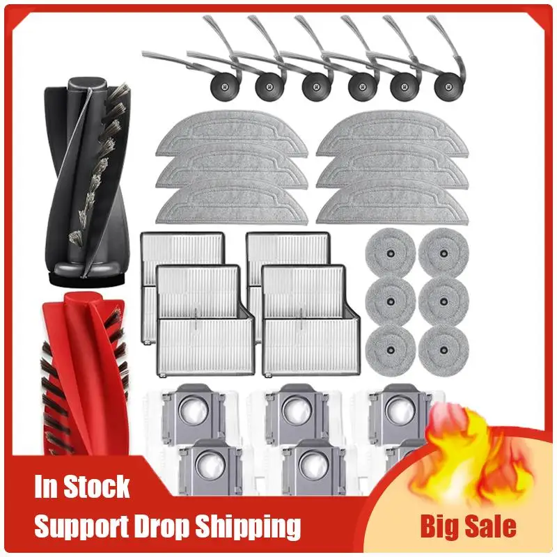 

Top Deals 30 Pcs For Roborock Saros 10/ G30/ S9 Maxv Ultra Sweeper Accessories Roller Side Brush HEPA Filter Mop Pad Dust Bag