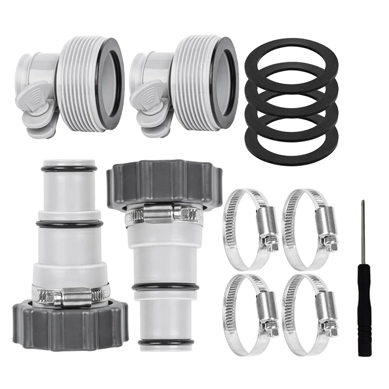 Pool Hose Adapter With Clamp Washer 2 Types Conversion Connector Replacement Pool Hose Adapter For Intex Threaded, Easy To Use