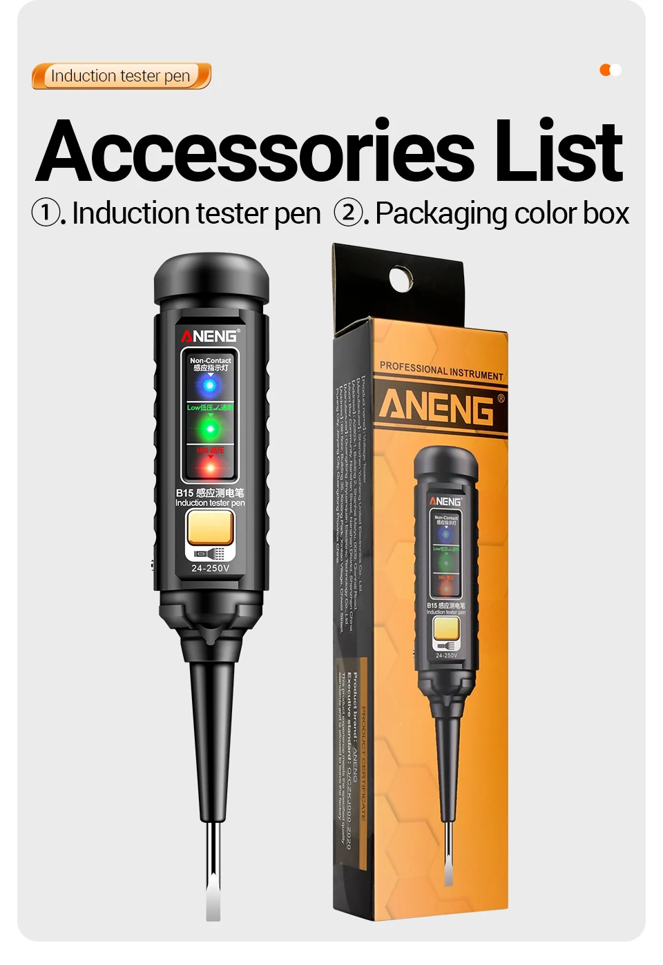ANENG ST180 + B15 Zangenmessgerät, Tester, Stiftanzug, 4000 Zählungen, Multimeter, 30–1000 V, Spannungsdetektor, Messgerät, Diagnose-Haltepunkt-Finder – Detail 27