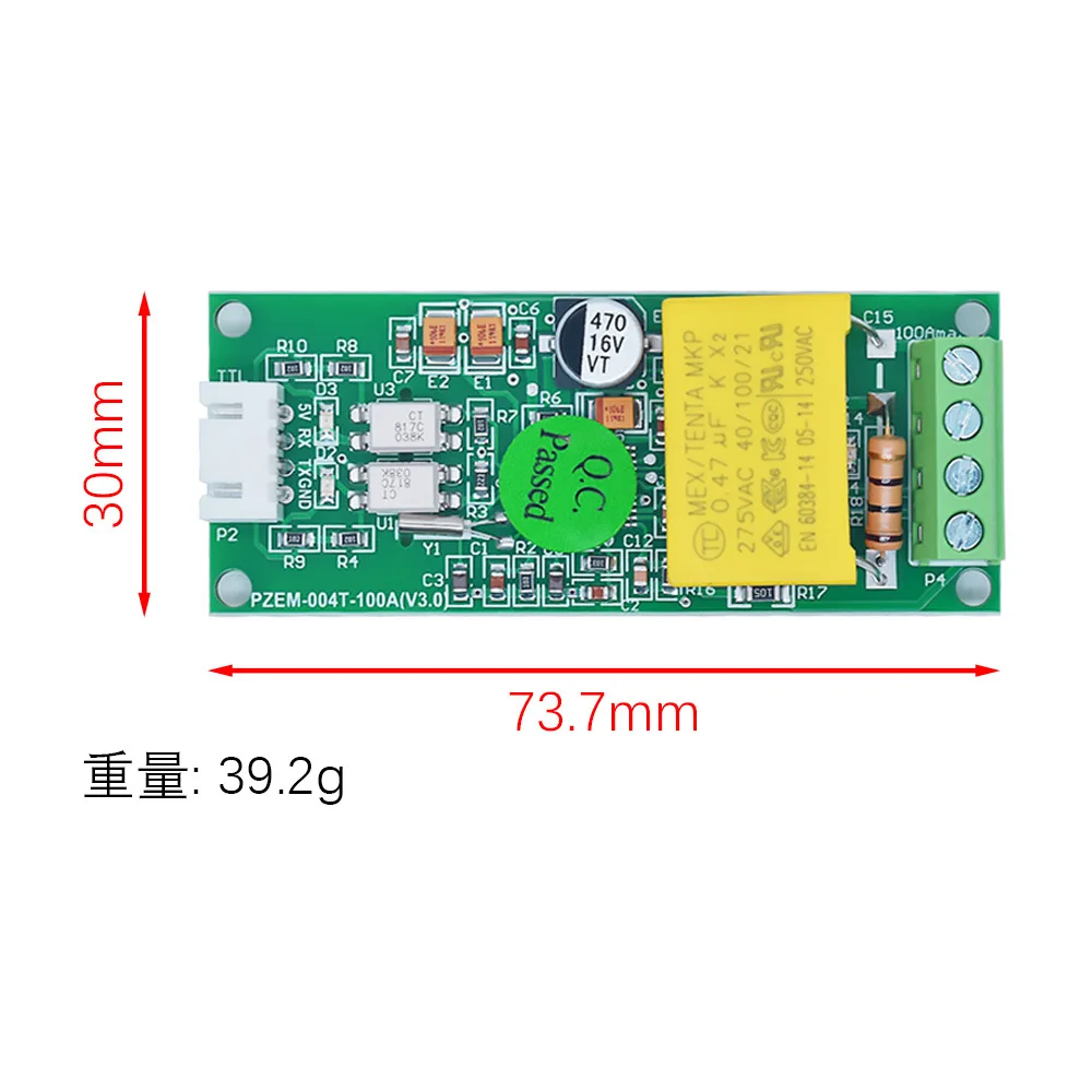 100A AC Multifunctional Current Test Module Voltage Current Power Energy Meter TTL Serial Port with Shell Coil
