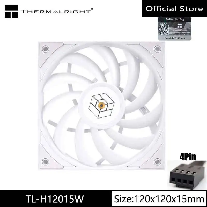 Thermalright TL-H12015 120x120x15mm Computer case cooling fan，3Phase 6 Pole Motor/S-FDB V2 bearing/Black and white colors