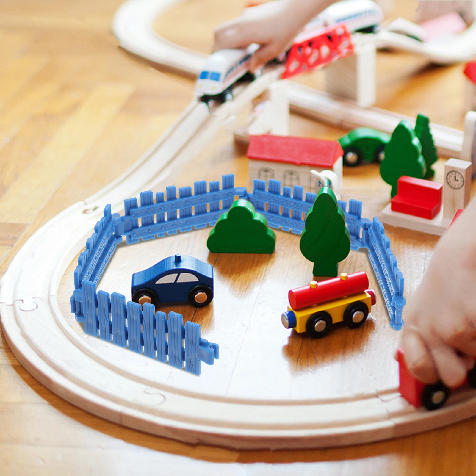 

5pcs Blue Fence Miniature Garden Ornaments Bonsai Fences Border Easy Installation Durable Plastic Simulated Flowerpot