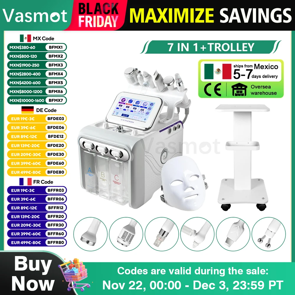 7 in1 H2-O2 hydro dermabrasion rf bio-levantamento spa facial ance pore cleaner hydrofacial microdermabrasion máquina de bolha facial