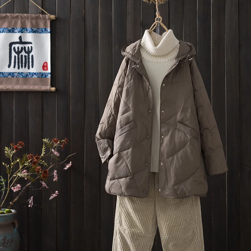 Abrigo ultraligero con capucha para mujer, chaqueta de plumón de pato blanco, 3xl talla grande, novedad de 2023, 90%