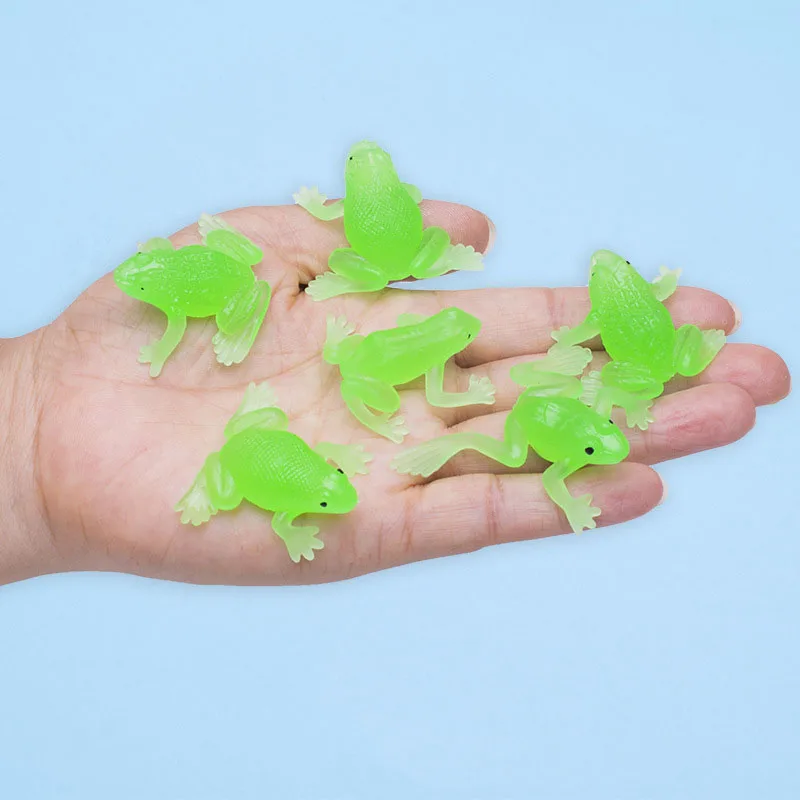 5PCS Spoof Simulation TPR Soft Rubber Frog Model Animal Toy Translucent Frog Ornament Tricky Scary Squeeze Toys Children's Gifts