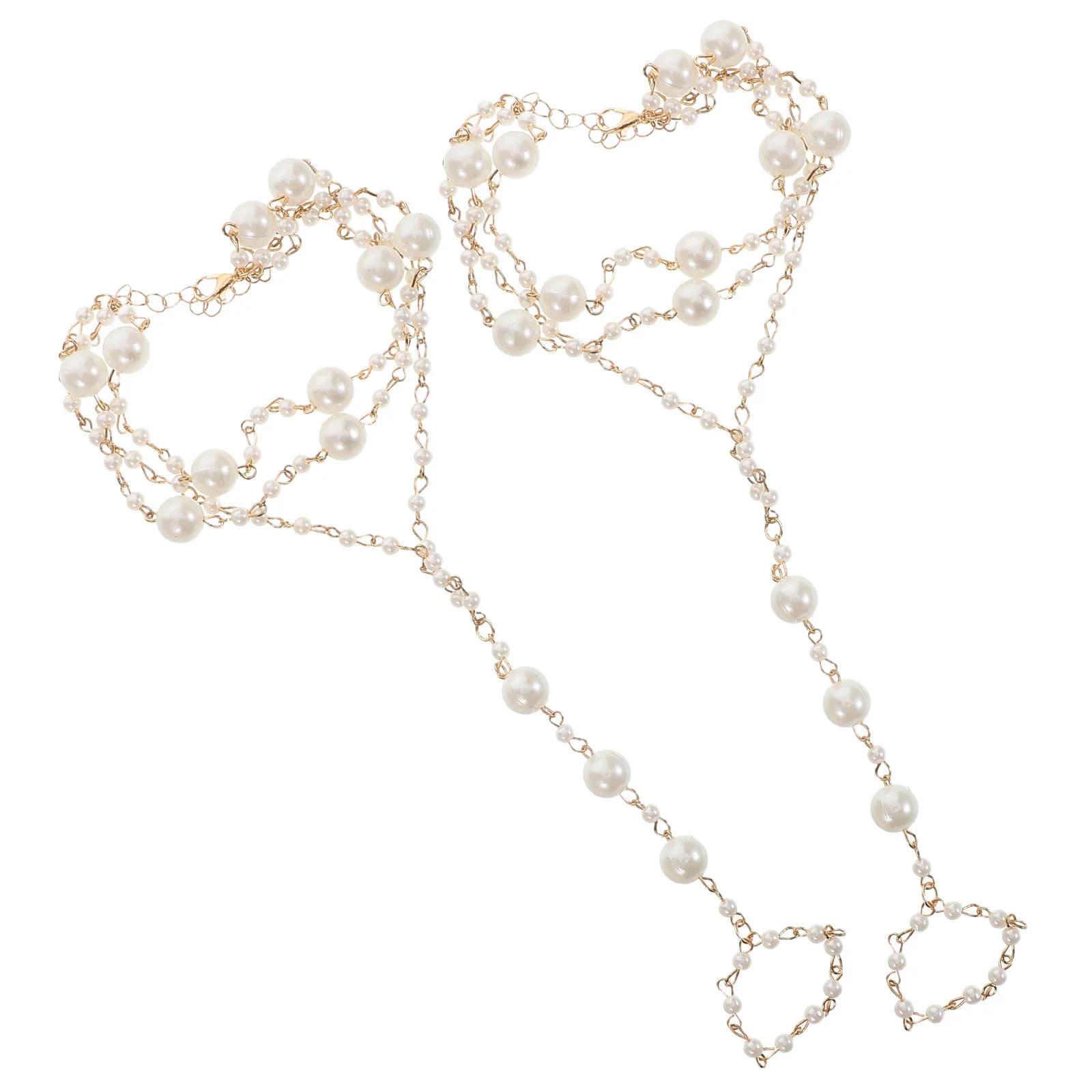 

2Pcs Pearl Tassel Foot Chain Barefoot Anklets Summer Sandals Beach Vacation Adjustable Lightweight Jewelry Accessories