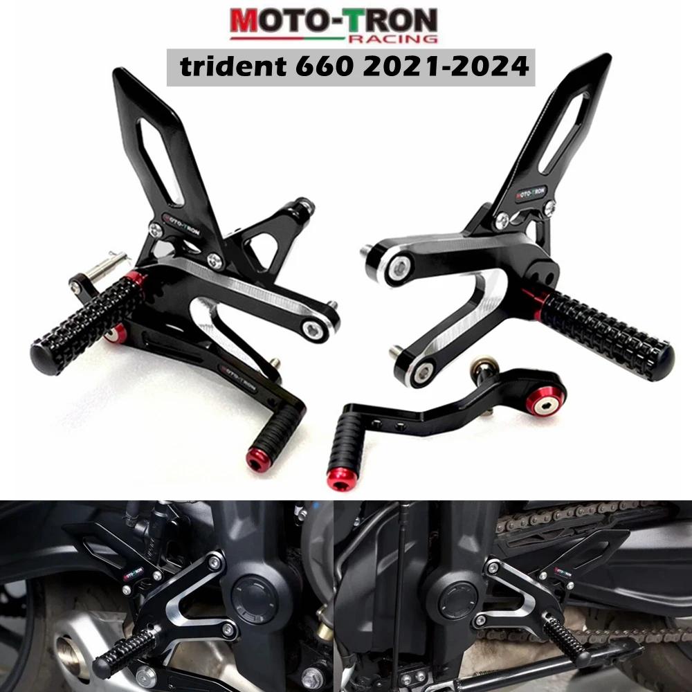 MOTO-TRON-juego trasero ajustable CNC para motocicleta, reposapiés, reposapiés, para Triumph trident 660, 2021-2024