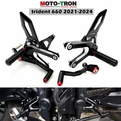 MOTO-TRON Motorcycle CNC Adjustable Rear Set Rearsets Footrest Foot Rest  For Triumph trident 660 2021-2024