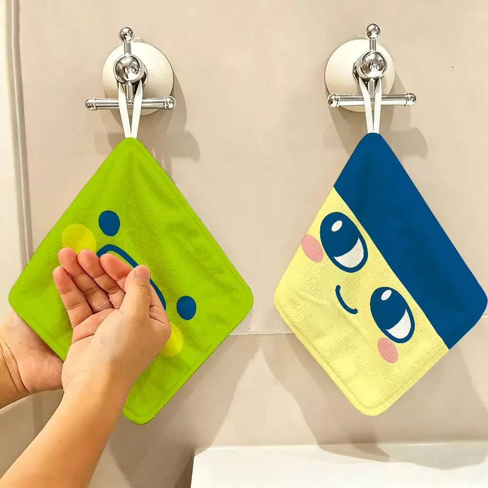 T-Tamagotchi Cut Friend Game Anime Polyester  Hanging Kitchen Towel, Absorbent Hand Wiping Cloth for Daily Cleaning Drying