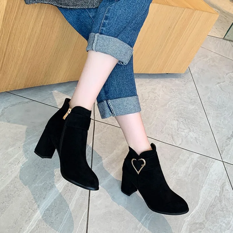 Footwear Big Red Booties Heeled Suede Women\'s Ankle Boots Very High Heels Short Shoes for Woman Designer Luxury Quality New In