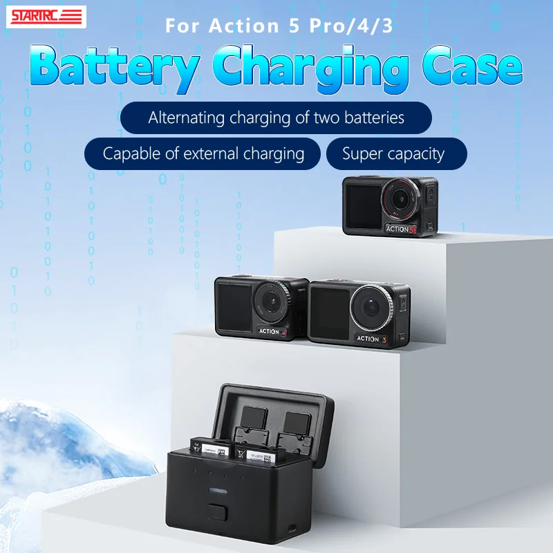 

Интеллектуальный зарядный чехол, подходящий для зарядных устройств DJI OSMO 360/Action 6/5Pro/4/3, зарядное устройство и хранилище для аккумуляторов два в одном, аксессуары.