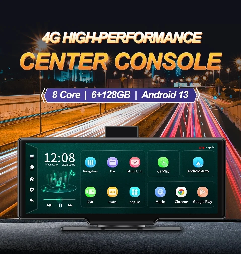 4g Dash Cam Carplay Android 13.0 6+128g 8 Core Adas 5g Wifi Car Dvr Gps Fm 24h Parking  Rearview Mirror Video Recorder