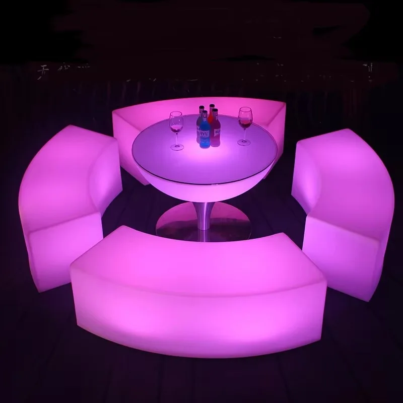 Hot Sale PE Outdoor Rechargeable RGB Color Changing Led Stool Chair Light up Furniture Sets for Bar Wedding