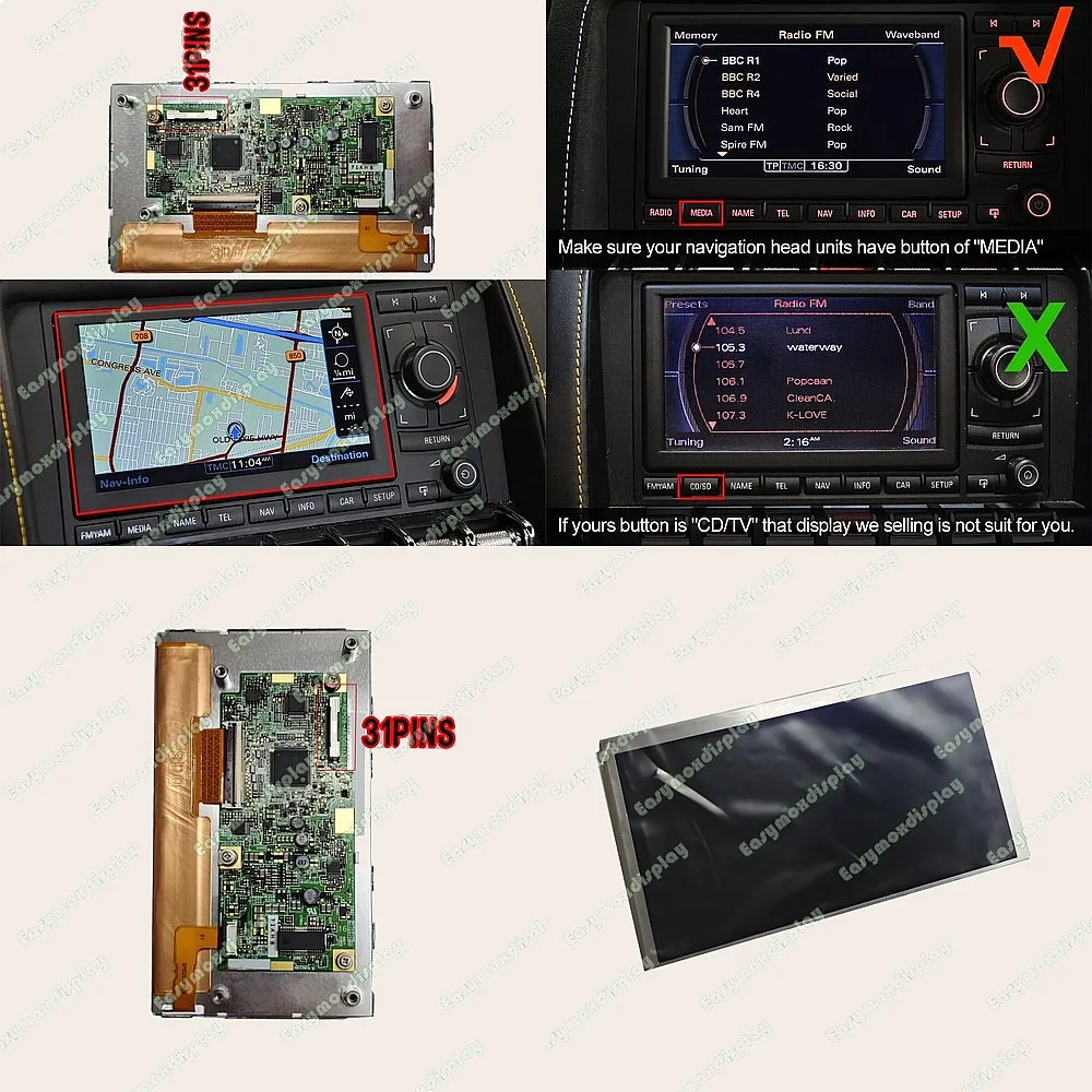 Tela de 6,5 polegadas para rádio GPS do Lamborghini Gallardo LP570 LP560 LP550