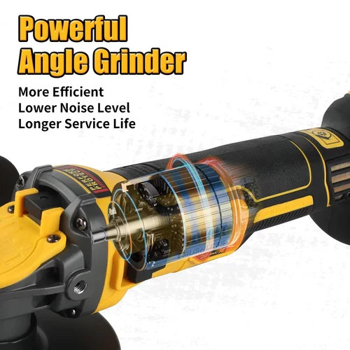 Imagen 2 del producto Amoladora Angular Inalámbrica de 125 mm, 9000 RPM, Herramienta de Corte y Pulido, Compatible con Baterías de Litio Dewalt de 20 V