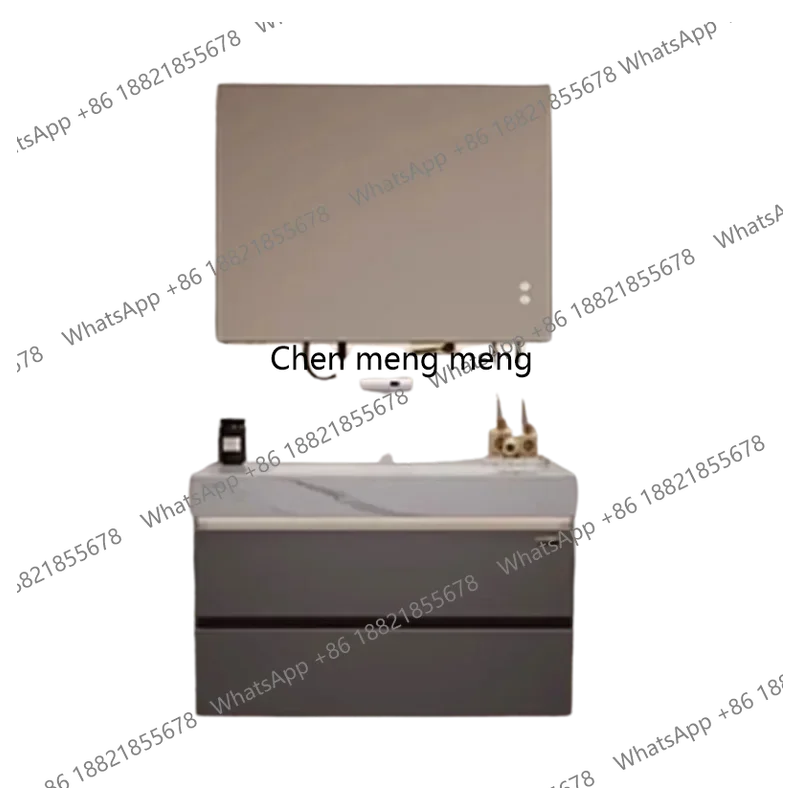 

Современный набор мебели для ванной комнаты: тумба с керамической раковиной, полки, шкаф для хранения, полный комплект для дома