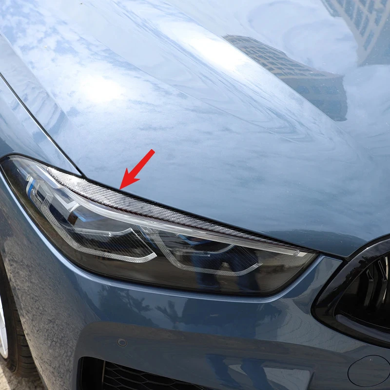 

For BMW 8 Series G14 G15 G16 2019-2023 Soft Carbon Fiber Car Forward Headlight Eyebrow Decorative Sticker Car Accessories