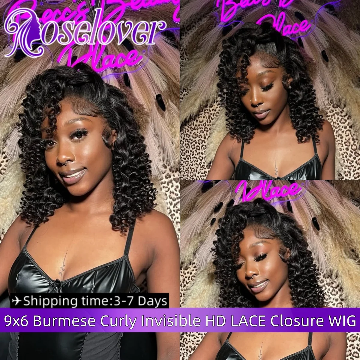 

ROSELOVER 16-дюймовый парик BOB 9x6, невидимый настоящий HD парик с кружевной застежкой, бирманские вьющиеся волосы, бесклеевые девственные волосы 250% для женщин