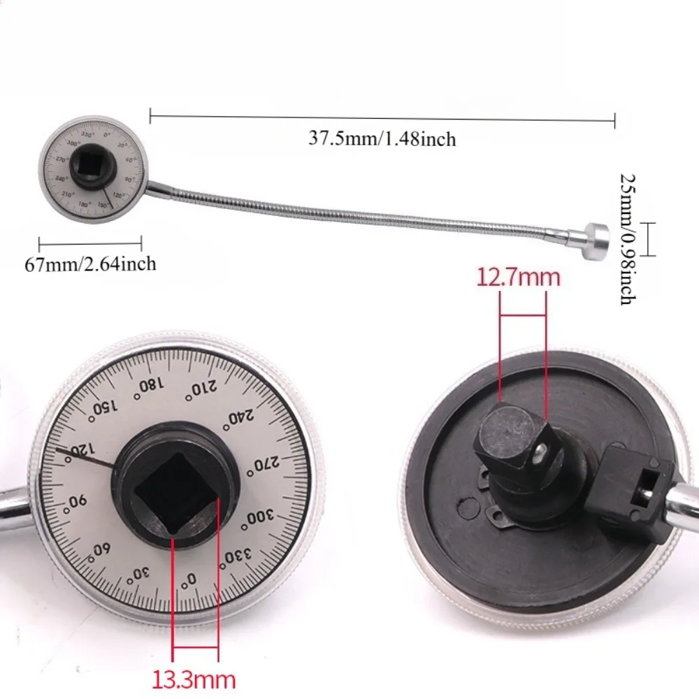 High-Quality 1/2" Torque Protractor - Pointer Dial Angle Gauge & Torque Angle Meter for Auto Repair Precision Torque Measurement - view 4