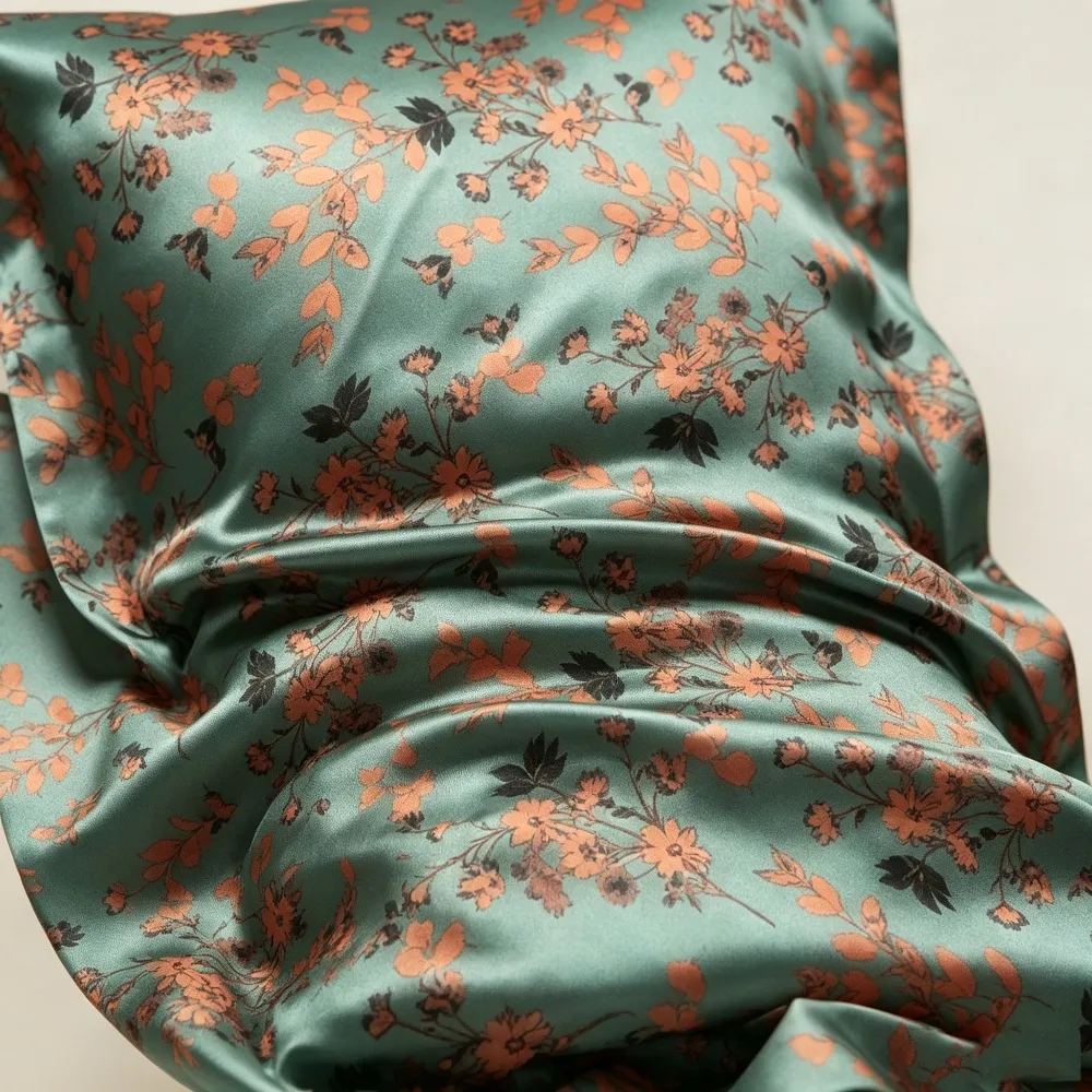 40 Momme Mulberry Silk Pillowcase Single-sided Silk Floral Print Silk Pillow Cover Hair Skin Bedding Pillow Cases Cover 48x74cm