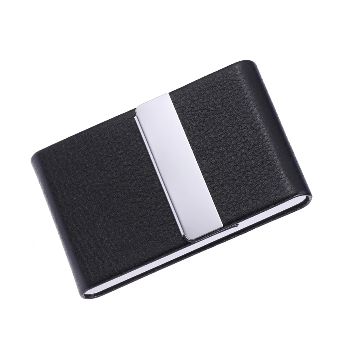 

Big Capacity Vertical Section Business Name Holder Credit Holder Fashion Unisex Visit Case Metal Wallet PU Solid Steel B