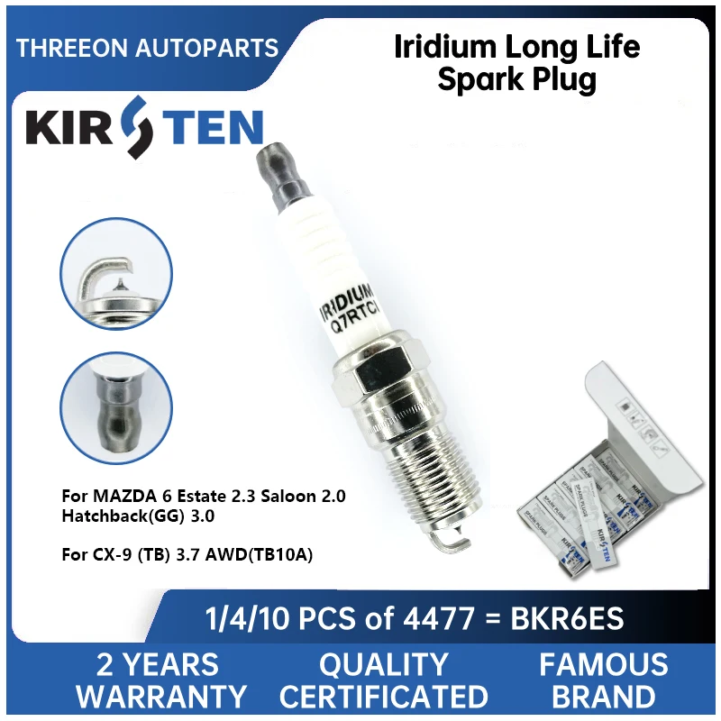 

KIRSTEN Iridium Spark Plug for MAZDA 6 Estate 2.3 Saloon 2.0 Hatchback(GG) 3.0 CX-9 (TB) 3.7 AWD(TB10A) 12568387 ITR6F13 KSP4477