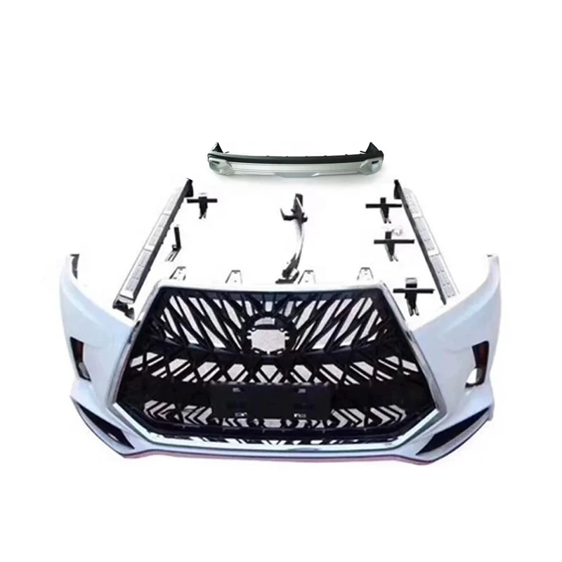 Car Bumpers for Toyota Highlander 2015-2020 Upgrade Lx570 Style Auto Body Parts Front Bumper Rear Lip Side Skirts and Grille
