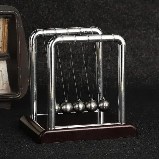 thumbnail image 1 of Steel Ball Newton's Cradle Physics Science Pendulum Desktop Toy Stress Relief Gift Home Decor, 1 of 3