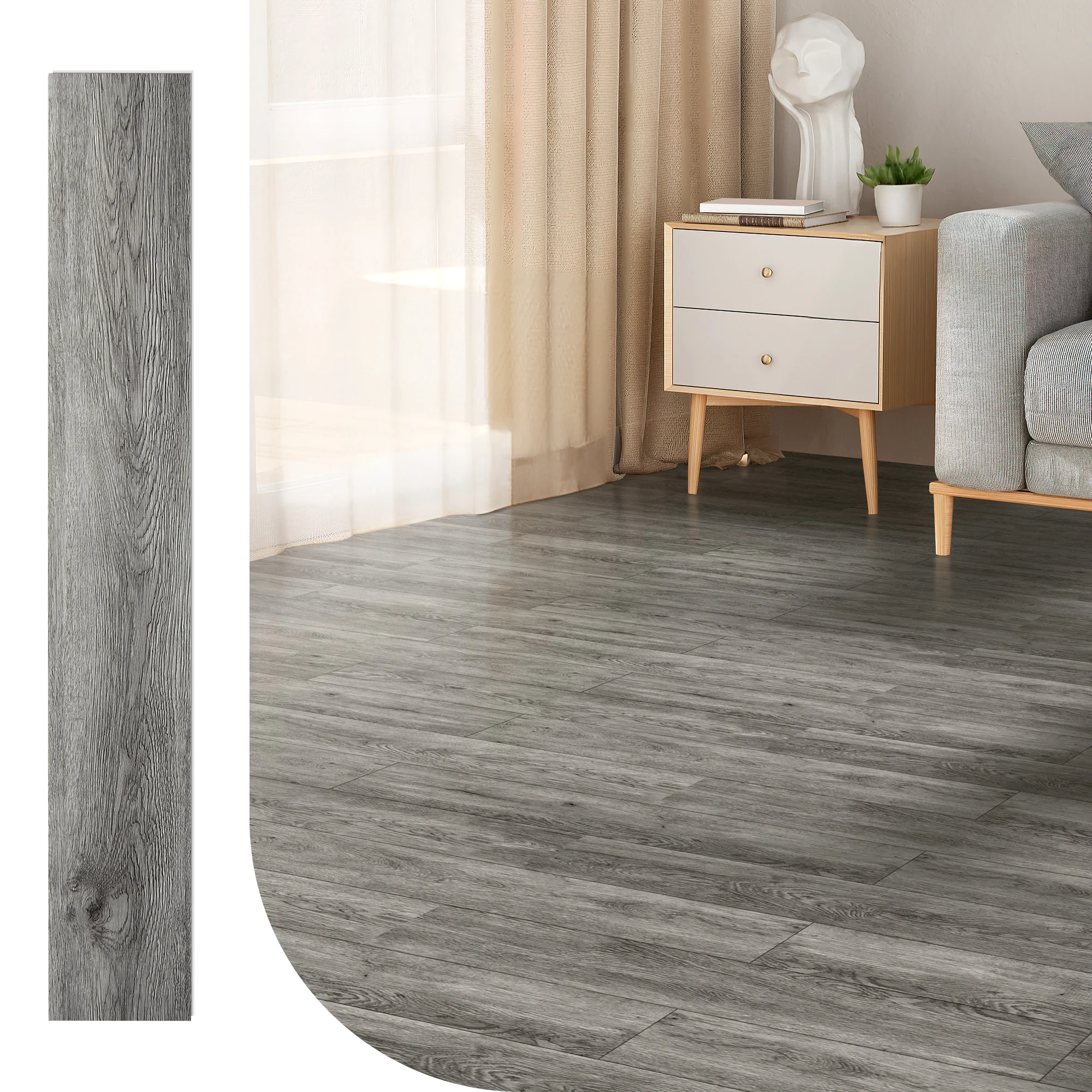 Art3d 10 عبوات من أرضيات الفينيل الفاخرة المتشابكة مقاس 48 بوصة × 7.2 بوصة، مظهر خشبي، يغطي لوح أرضي بقفل 24 قدم مربع لغرفة النوم #1