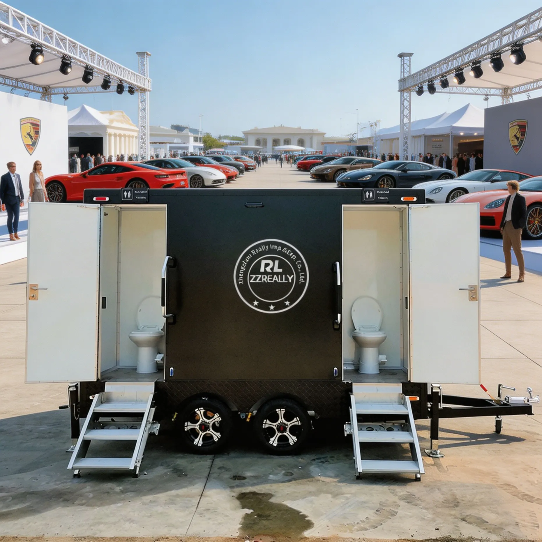 

Customizable Trailer Restroom Luxury Portable Bathroom Trailer Outdoor Street Mobile Toilet Trailer for Business