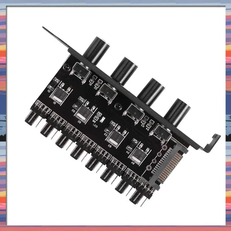 AC18 (garantido) 5X Pc 8 canales ventilador Hub 4 perilla ventilador de refrigeración controlador de velocidad para carcasa de Cpu HDD VGA Pwm ventilador Pci soporte alimentación por