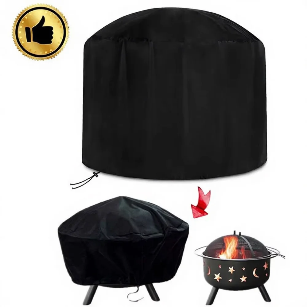 Outdoor Round BBQ Stove Cover Waterproof Dustproof Rain Protection Shield Heavy Duty Oxford Fabric Patio Furniture