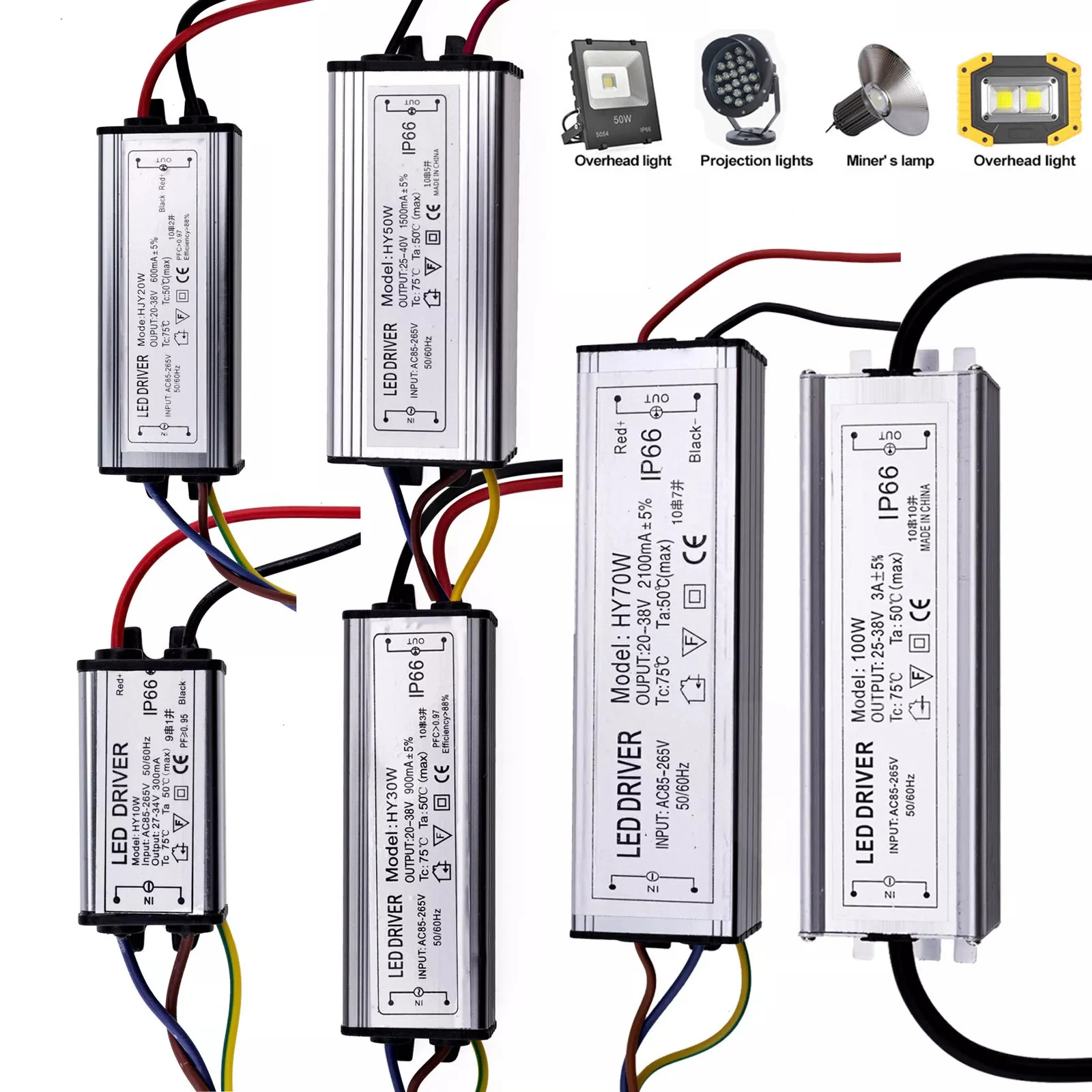 Led Driver Power Supply Light Transformer Ip66 Waterproof Ac110v Ac220v 10w 20w 30w 50w 70w 100w Dc20-dc38v 300ma 3000ma Adapter