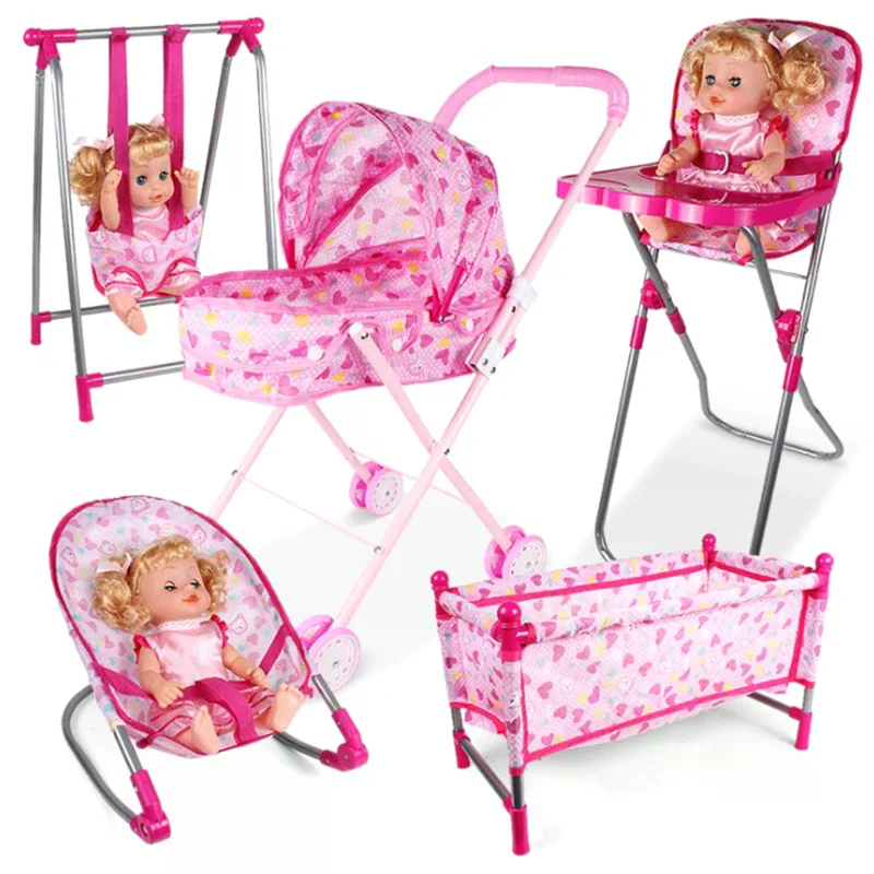 Doll House Accessories Rocking Chairs Swing Bed Dining Chair Baby Play House