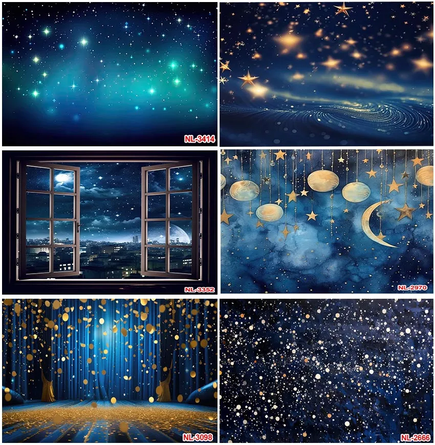 

Starry Night Stars Backdrops Photographic Banner Studio Cosmic Outer Space Galaxy Universe Newborn 1st Birthday Background Props