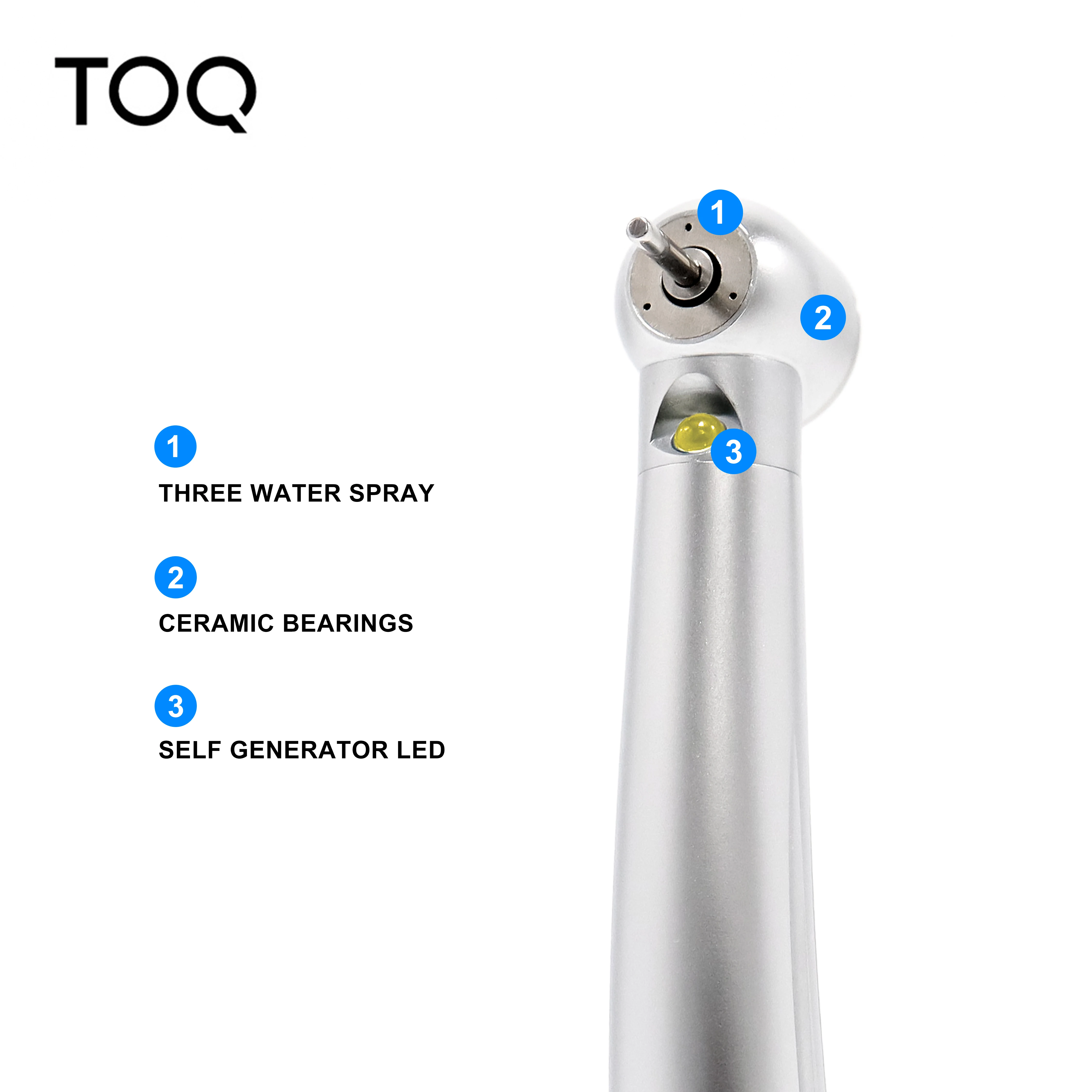 Dental LED Dentist E-generator Push Button High Speed Handpiece Air Turbine Triple Water Spray Hand piece 2/4 Holes