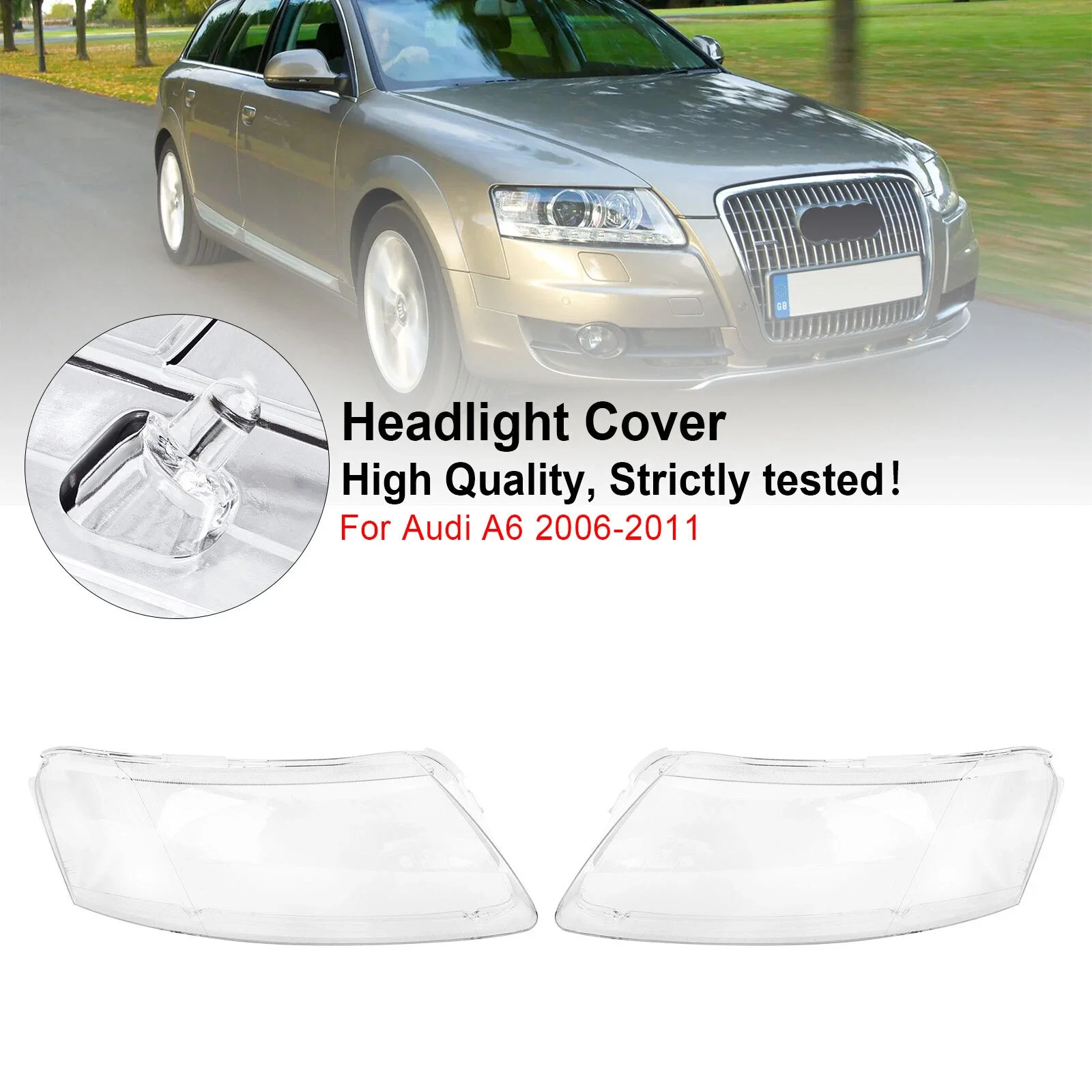

4F0941003 For Audi A6 C6 2006-2011 Headlight Lampshade Transparent Headlight Lens Lamp Hoods Lampshade Light Protection Shell