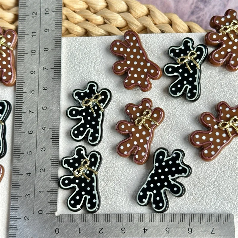Wholesale 40pcs/lot color dots pattern print animals cartoon bears shape cabochon diy jewelry garment hair accessory