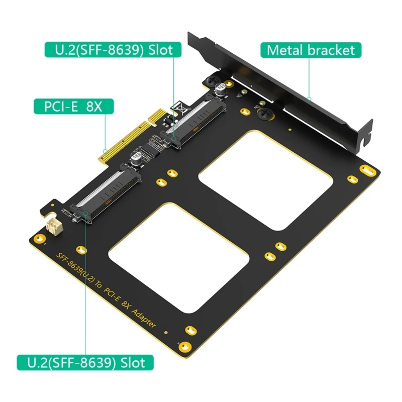 High Performances 2 SFF8639 to PCIe 8X Expansion Card for Professional Computings