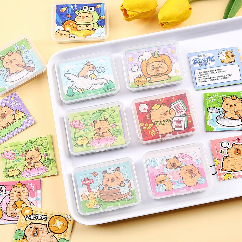 10 صناديق (50 قطعة) الكرتون الحيوان كابيبارا موضوع ورقة بانوراما الألغاز لعبة للأطفال حفلة عيد ميلاد تفضل بيناتا مكافآت المدرسة