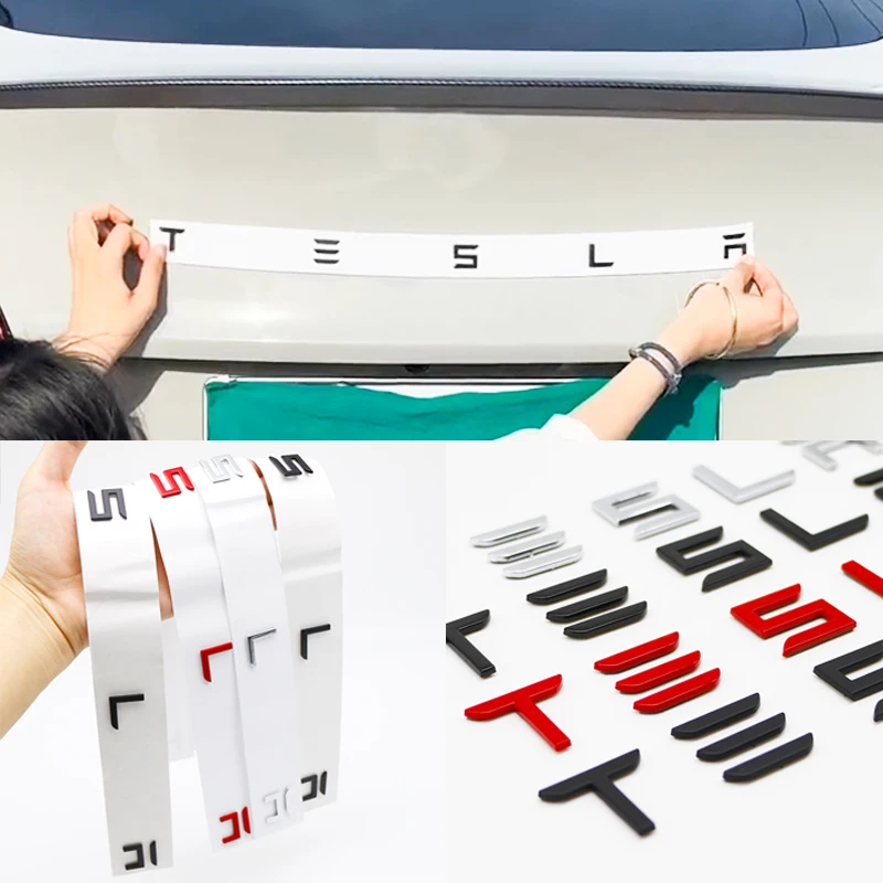 3D ABS 로고 테슬라 엠블럼 레터스 자동차 트렁크 배지 후면 레터 라벨 전기 도금 모델 3 모델 S X 개조 액세서리 썸네일 3