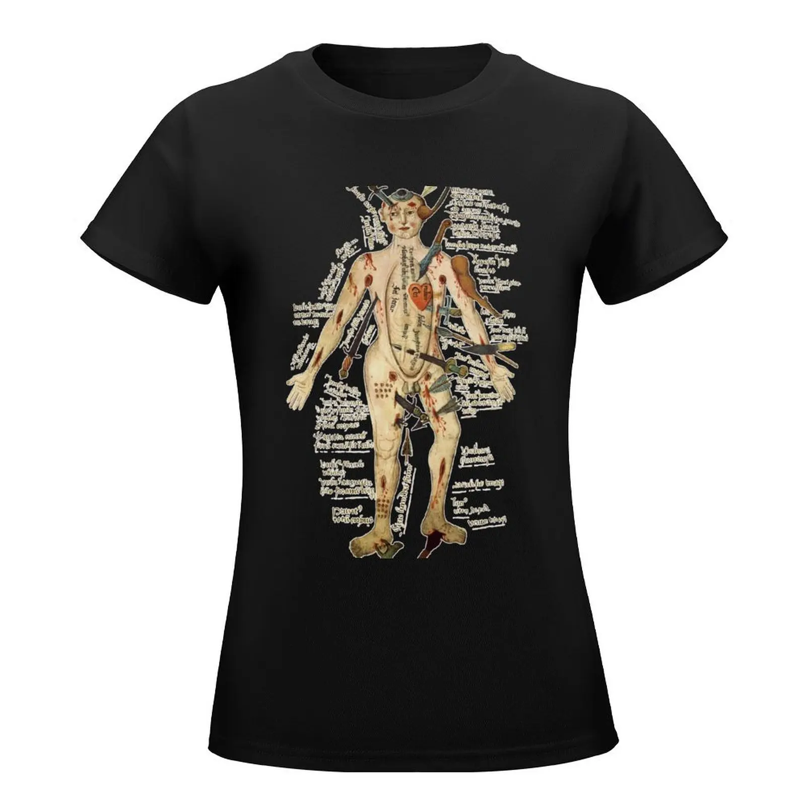 The Many Lives of the Medieval Wound Man - 16th centuries T-Shirt Aesthetic clothing kawaii clothes Women t shirt