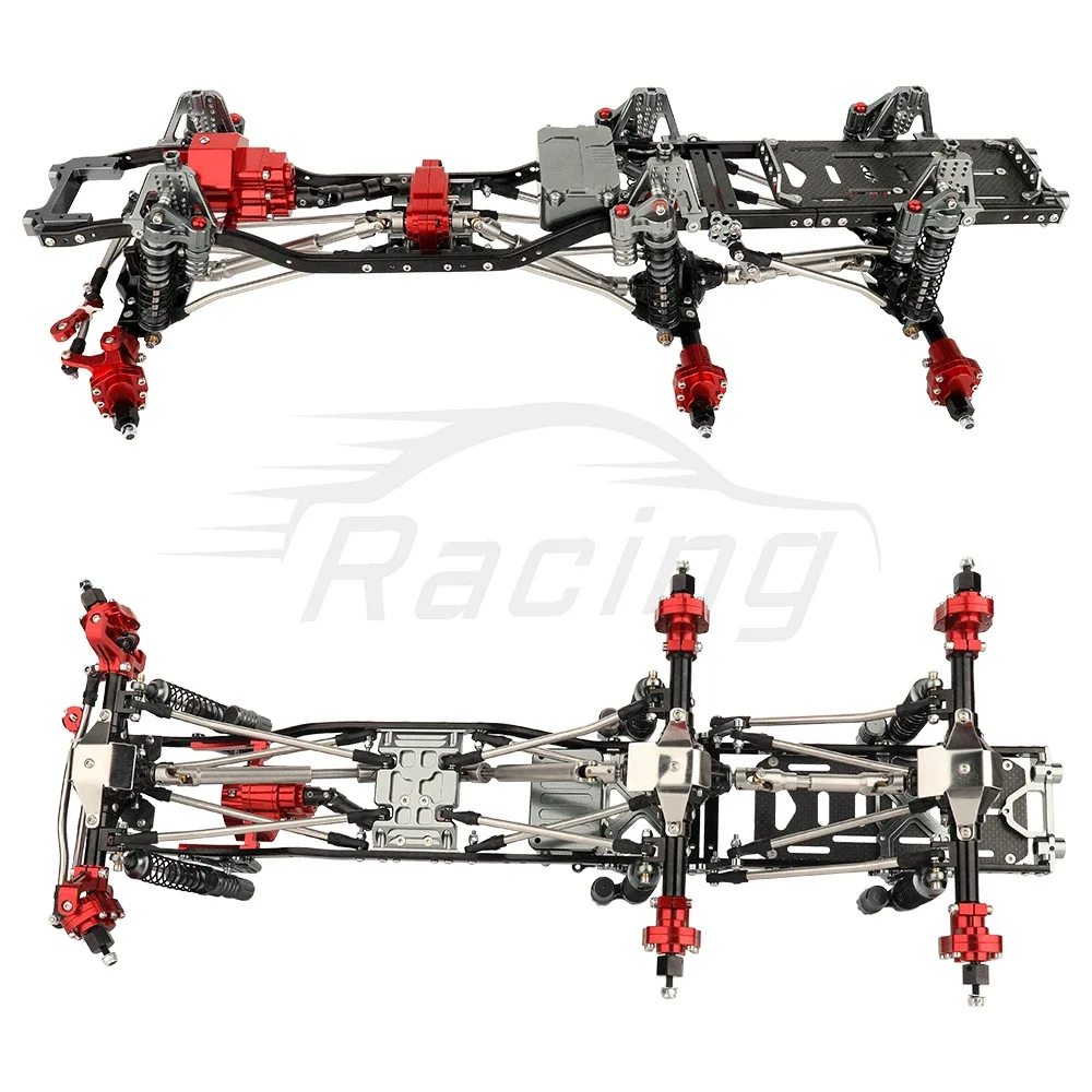 Całkowicie metalowa rama podwozia 6x6 do modelu samochodu 1/10 SCX10 II RC Symulacja wspinaczki Zestaw do modernizacji samochodu Części z osiami