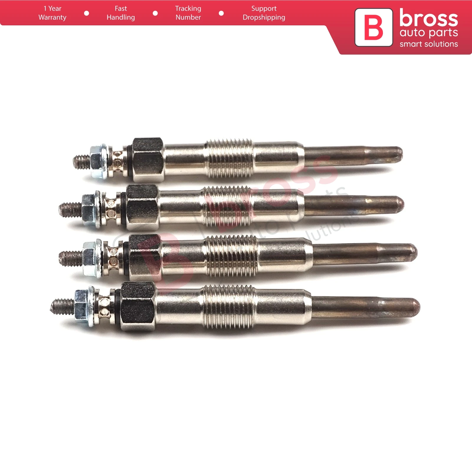 Bross Auto Parts BGP42-1 4 Pcs Heater Glow Plugs GX83, 100221170, 730MJ for Fiat Croma 1.9 TD Fast Shipment Ship From Turkey