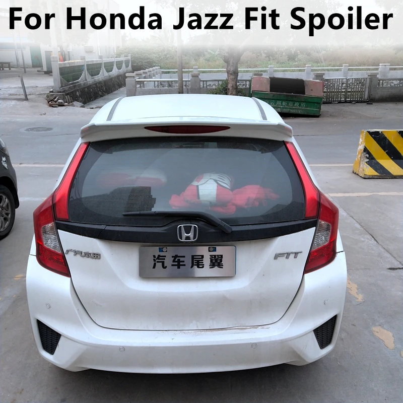 For Honda Jazz Fit Spoiler 2014 to 2019 High Quality ABS Material Car Rear Wing Primer Color Rear Spoiler