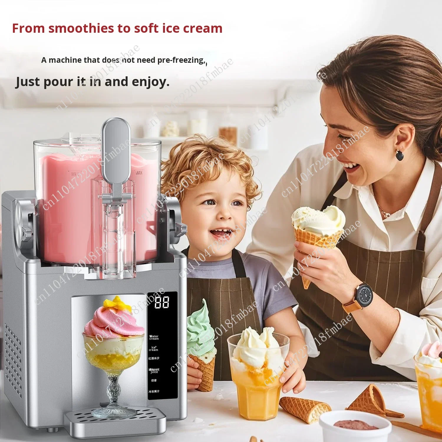 Fully automatic multifunctional ice cream machine, automatic cleaning for cold drinks, cross-border electric small