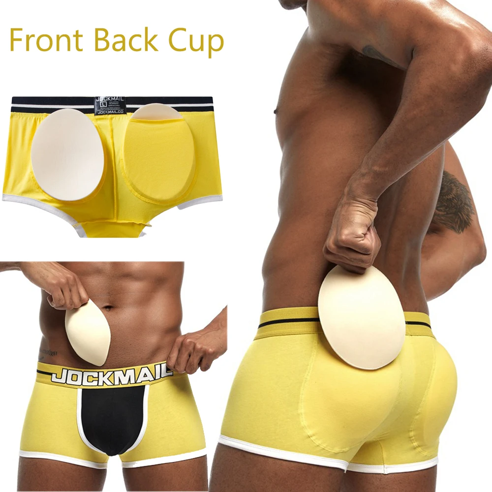 

Jockmail Sexy Men Underwear Boxer Shorts Cotton Front and Back Cup Buttocks Panties Big Pouch Bulge Trunk Male Ball Stretching